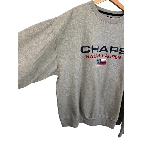 Vintage Chaps Ralph Lauren Gray Crewneck Sweatshirt Embroidered Logo Size XXL - Picture 3 of 6